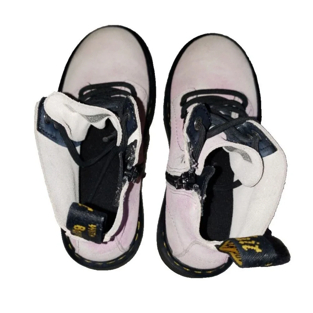 Dr. Martens 1460 Pascal J Boots Kids Size 12 Pink Suede Tie Dye Combat Zip Fairy